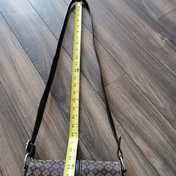 Brown GEOMETRIC printed canvas and leather messenger crossbody bag - Picture 13 of 13